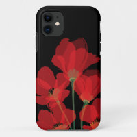 Fluers de Pavot Rouge sur Noir iPhone 11 Case