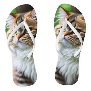 "Fluff and Cuddles: The Chubby Persian Cat" Flip Flops