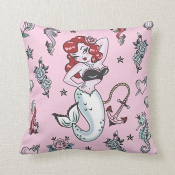 Fluff Molly Mermaid Pink Pillow by FluffShop at Zazzle