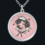 Fluff Suzy Sailor Necklace<br><div class="desc">Suzy Sailor! A cute little sailor girl inspired by vintage tattoos and retro pinup girls with a nautical theme. Original artwork by Claudette Barjoud for Fluff!</div>