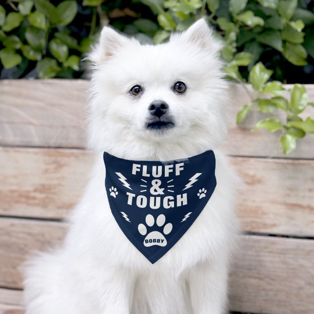 Fluff & Tough Dog Name Funny Pet Bandana Collar (Dog)
