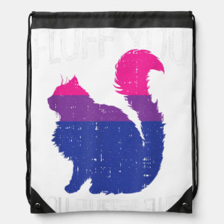 Fluff You You Fluffin Fluff Bisexual Pride Cat LGB Drawstring Bag