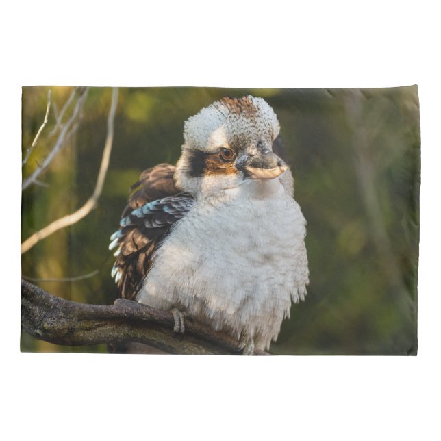 Fluffed up laughing kookaburra pillow case (Back)