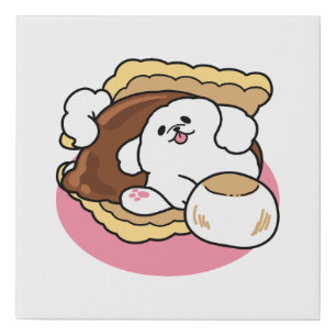 Fluffier Than a S’more – Cute Dog and Dessert Pun Faux Canvas Print