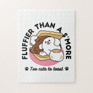 Fluffier Than a S’more – Cute Dog and Dessert Pun Jigsaw Puzzle