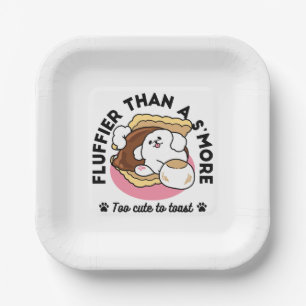 Fluffier Than a S’more – Cute Dog and Dessert Pun Paper Plates