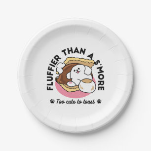 Fluffier Than a S’more – Cute Dog and Dessert Pun Paper Plates