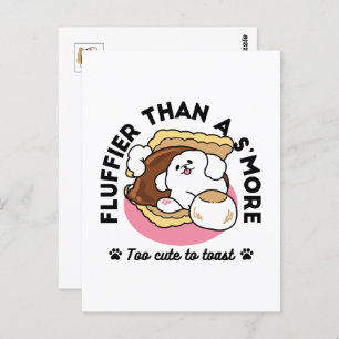 Fluffier Than a S’more – Cute Dog and Dessert Pun  Postcard
