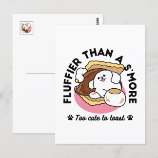 Fluffier Than a S’more – Cute Dog and Dessert Pun Postcard