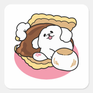 Fluffier Than a S’more – Cute Dog and Dessert Pun Square Sticker