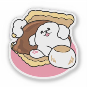 Fluffier Than a S’more – Cute Dog and Dessert Pun Sticker