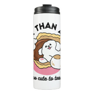 Fluffier Than a S’more – Cute Dog and Dessert Pun Thermal Tumbler