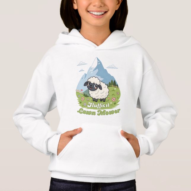 Fluffiest Lawn Mower – Adorable Blacknose Sheep Hoodie (Front)