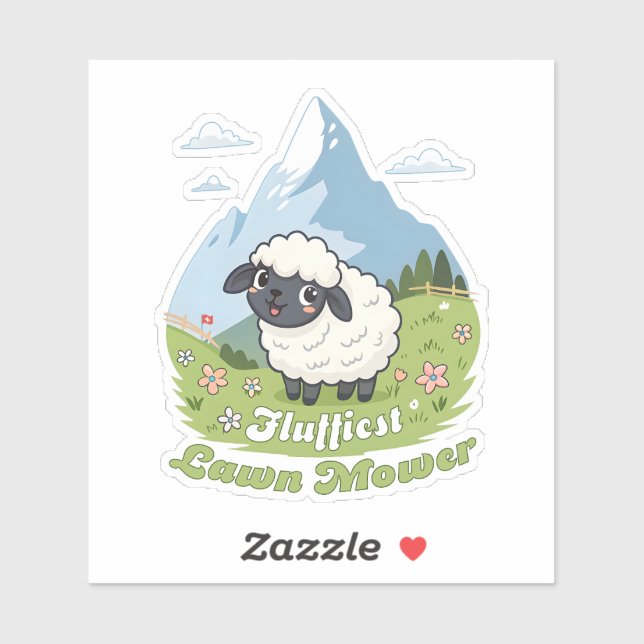 Fluffiest Lawn Mower – Adorable Blacknose Sheep Sticker (Sheet)