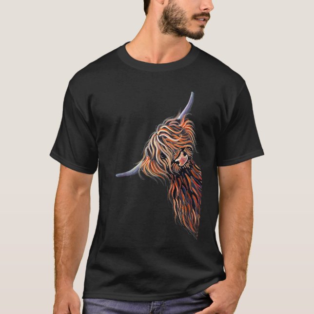 Fluffin´ cow with wild hair   Scottish Highland Ca T-Shirt (Front)