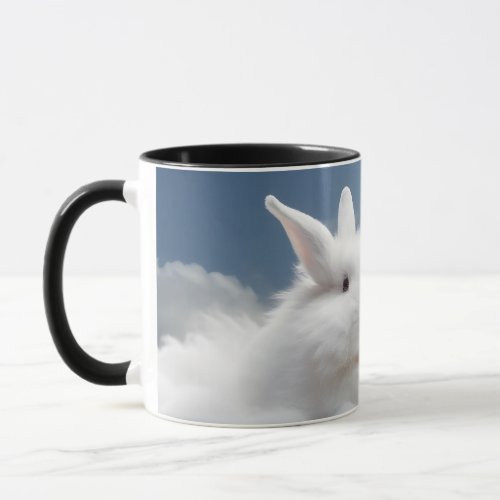 Fluffly bunny in clouds mug