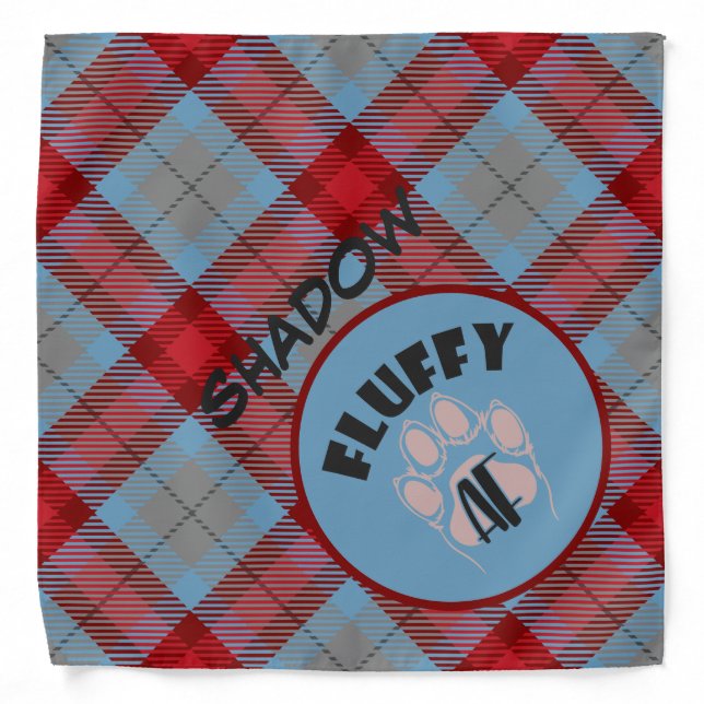 Fluffy AF Tartan Plaid Funny Personal  Bandana (Front)