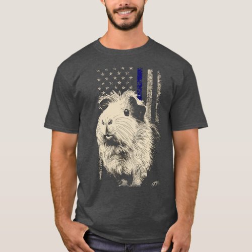 Fluffy American Flag Guinea Pig Love Stylish State T_Shirt