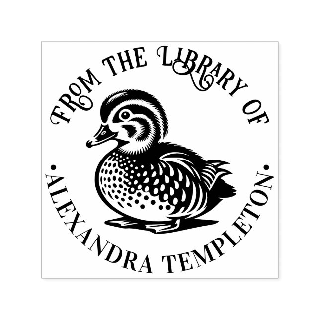 Fluffy Baby Duck Duckling Library Book Name Self-inking Stamp (Design)