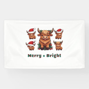 Fluffy Baby Highland Cow Drink Coffee Oversized T- Banner