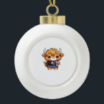 Fluffy Baby Highland Cow Drink Coffee Oversized T- Ceramic Ball Christmas Ornament<br><div class="desc">Fluffy Baby Highland Cow Drink Coffee Oversized T-Shirt</div>