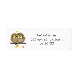Fluffy Baby Owls Return Address Labels