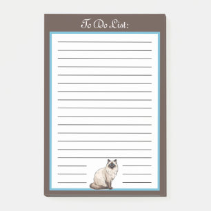 Fluffy Balinese Cat To Do List Post-it Notes