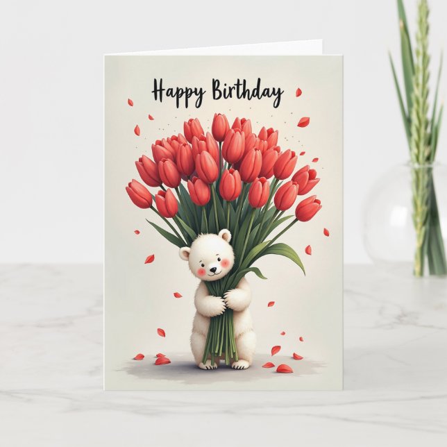 Fluffy Bear Birthday Card (Front)