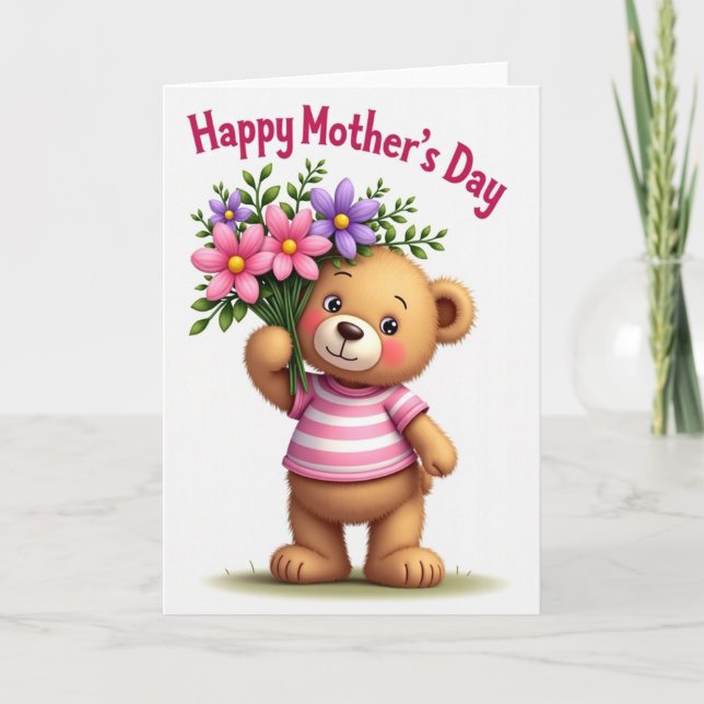 Fluffy Bear Mothers Day Card (Front)