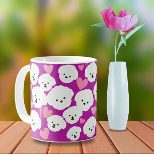 Fluffy Bichon and Hearts Mug