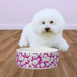 Fluffy Bichon Faces and Hearts Pet Bowl<br><div class="desc">Fluffy Bichon Frise faces with pink hearts and a fuschia background makes the pawfect food or water bowl for bichon lovers.</div>
