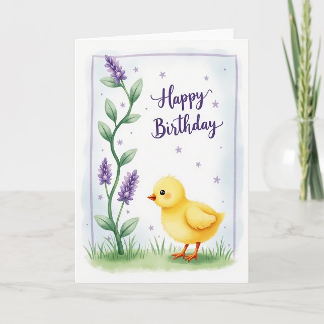 Fluffy Bird Birthday Card (Front)