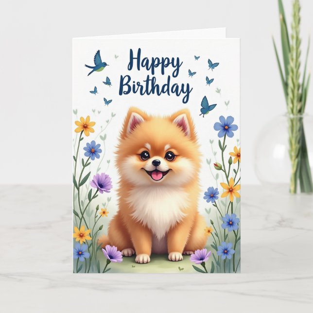 Fluffy Birthday Puppy Card (Front)