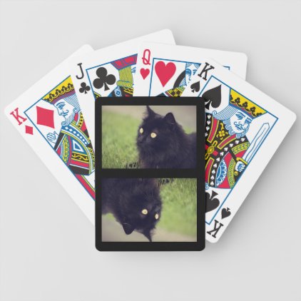 Fluffy Black Cat Bicycle Playing Cards