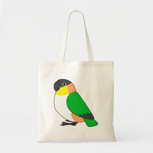 Fluffy black_headed caique parrot cartoon drawing tote bag
