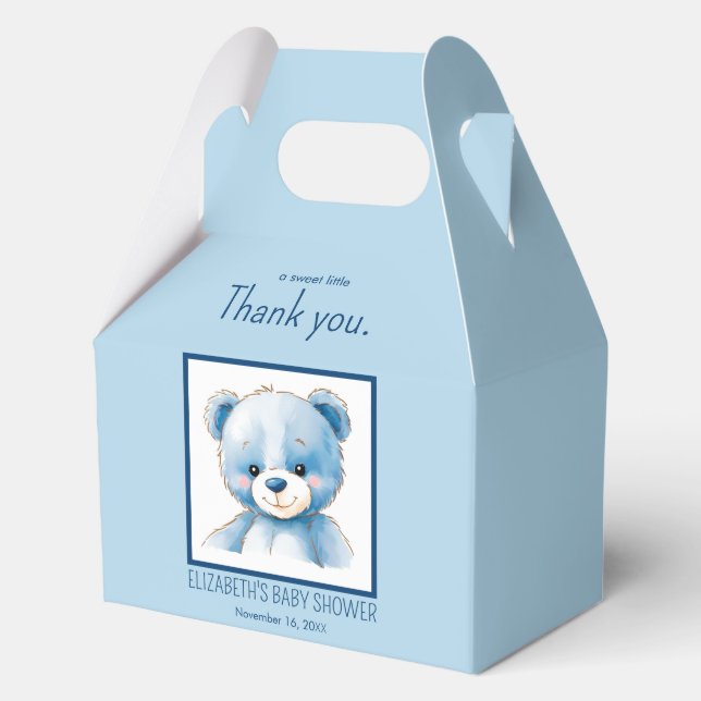 Fluffy blue bear Favor Box (Front)