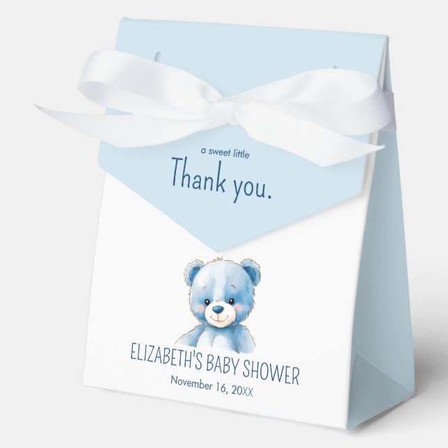Fluffy blue bear  Favor Box (Front)