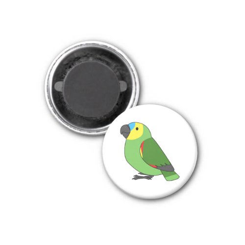 Fluffy blue_fronted amazon parrot cartoon drawing magnet