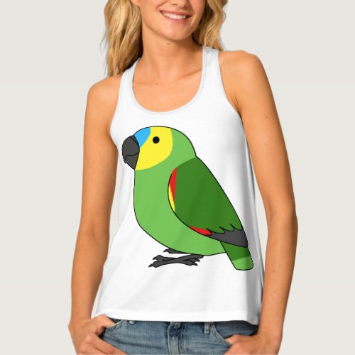 Fluffy blue_fronted amazon parrot cartoon drawing tank top