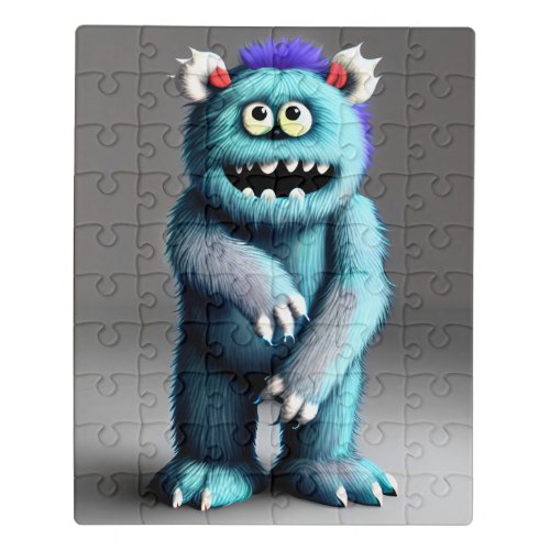 Fluffy Blue Monster Jigsaw Puzzle