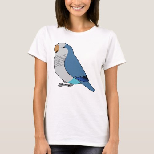 Fluffy blue quaker parrot cartoon drawing T_Shirt