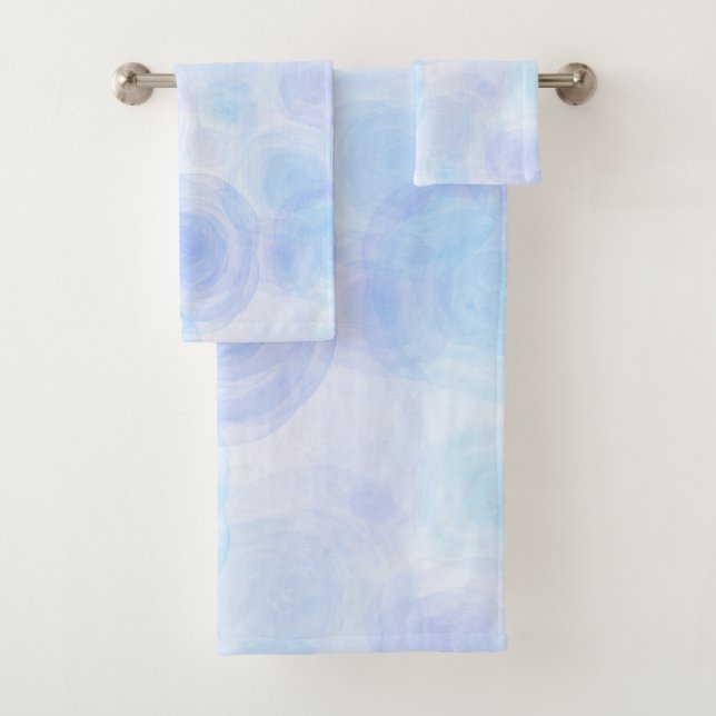 Fluffy Blue Roses Floral Pattern Bath Towel Set (Insitu)