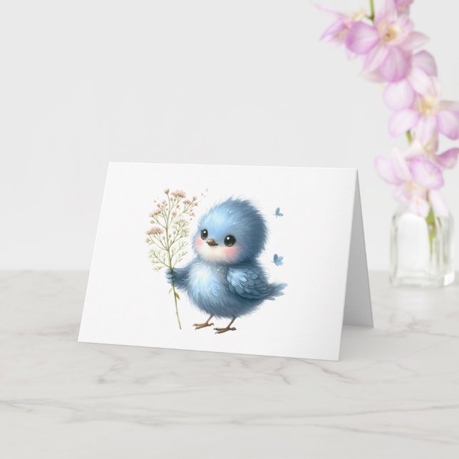 Fluffy Bluebird Wildflowers All-Occasion Greeting Card (Orchid)