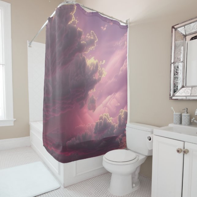 Fluffy Bright Clouds Shower Curtain (In Situ)