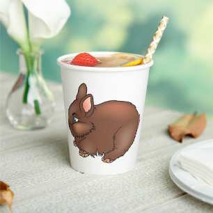 Fluffy Brown Bunny Rabbit Adorable Animal Paper Cups