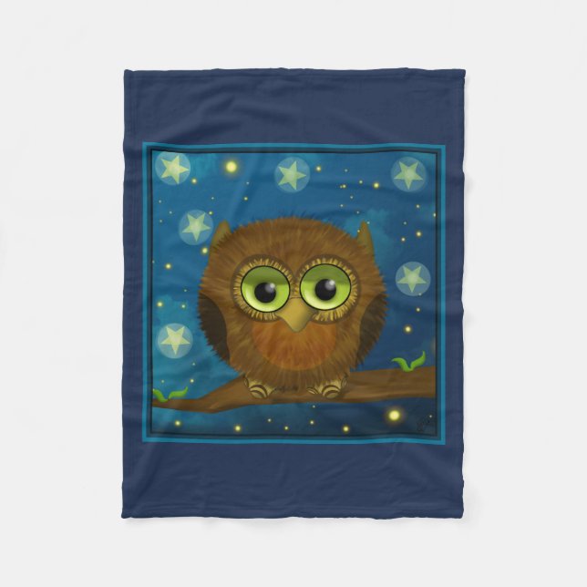 Fluffy Brown Owl Fleece Blanket (Front)