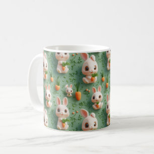 Fluffy Bunnies and Carrots 3D Seamless Pattern Coffee Mug