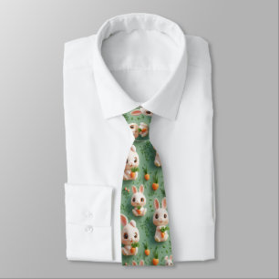 Fluffy Bunnies and Carrots 3D Seamless Pattern Neck Tie