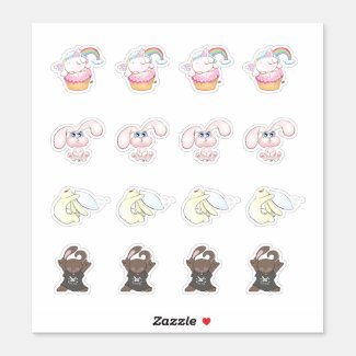 Fluffy Bunnies Collection Kiss-Cut Stickers