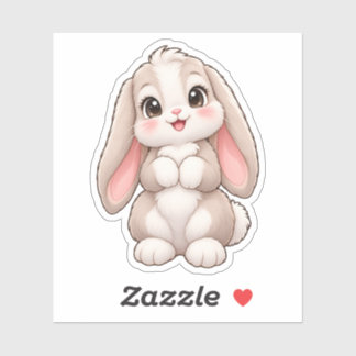Fluffy Bunny Character Sticker